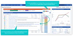 Permalinks allow you to easily restore a dashboard with the current quick filters, views and sorting criteria applied. Eliminate the need to copy dashboards, use permalinks to create team views from one master dashboard.