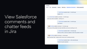 Keep your Jira and Salesforce team in-sync - an aggregated and chronological view of comments from associateed Salesforce Cases and Jira Cloud.