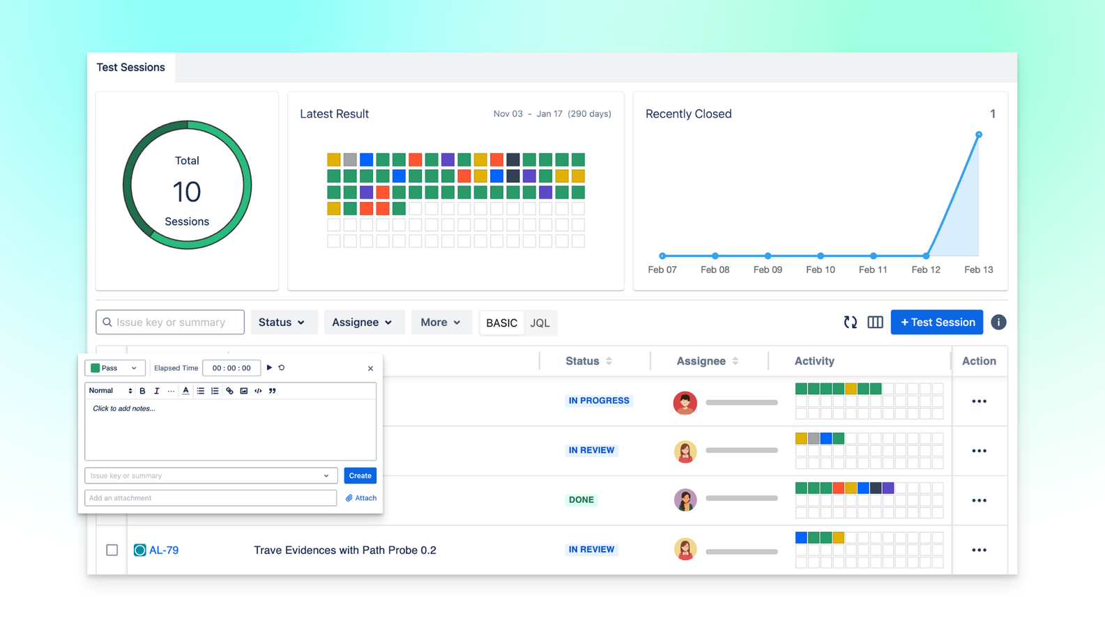 Enhance development lifecycle with ad-hoc test, assign and track defects, easy data chart for team collaboration.
