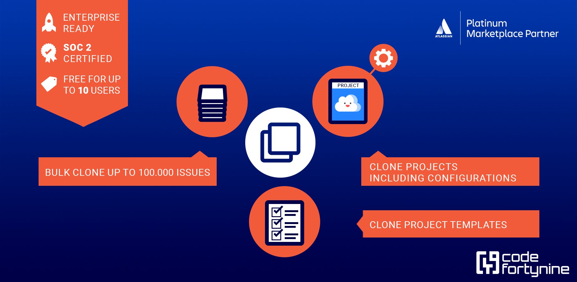 Enable Advanced Project Clone
📦 Clone multiple issues in one action.
📝 Clone project templates, including project configuration, issues or sprints quickly.
🔄 Merge or migrate projects in Jira cloud.