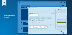 Switch to the advanced meeting mode and define your meeting details. Decide on exact duration, reminder settings, category and sensitivity. Chats during the meeting will be documented in the issue, too.