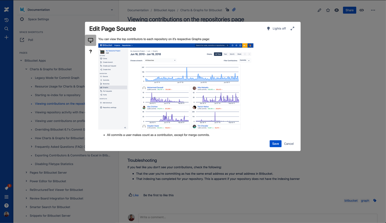Preview changes in the editor with the preview button